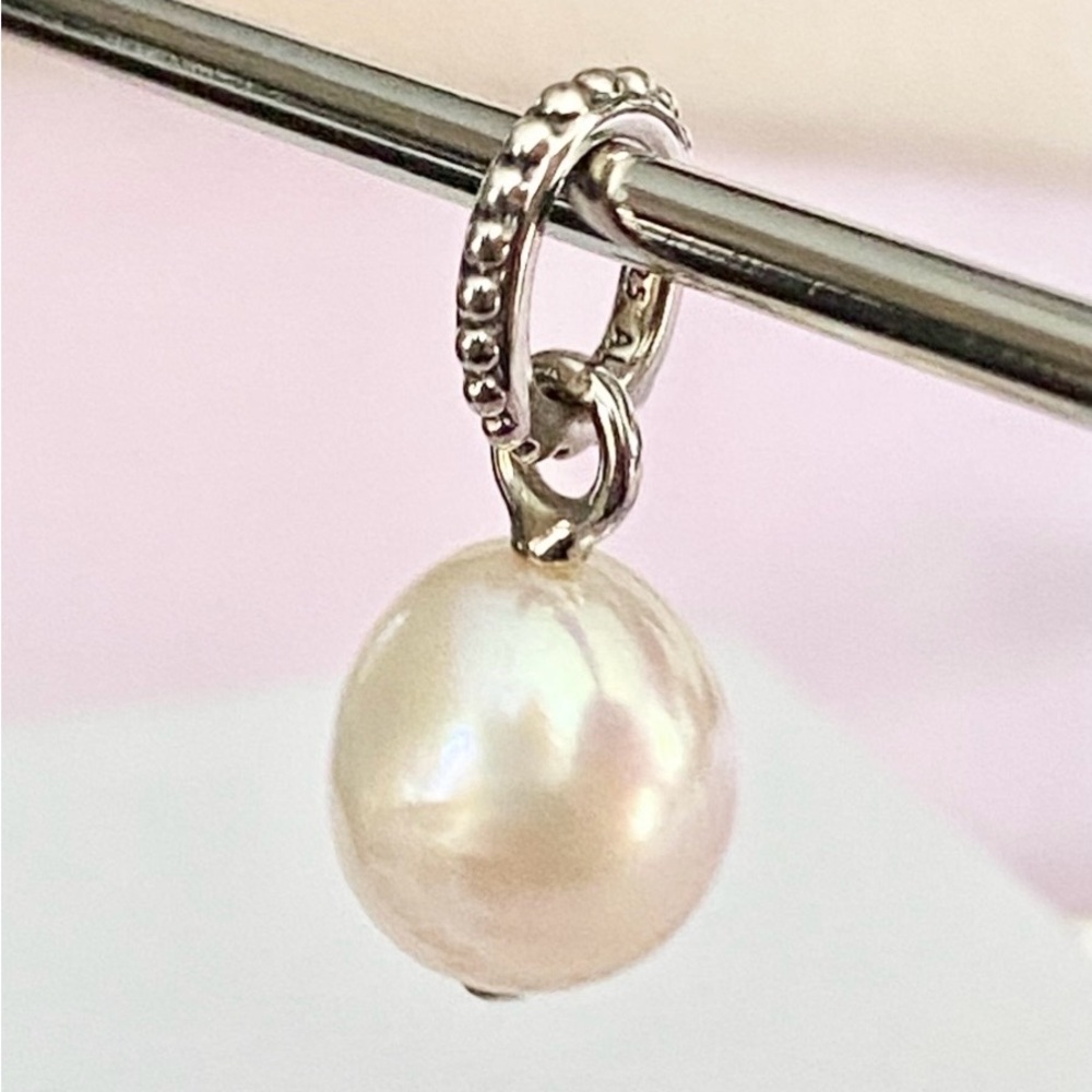 Authentic Pandora Silver Fresh Water Pearl Dangle Pendant / Charm ~ Retired RARE